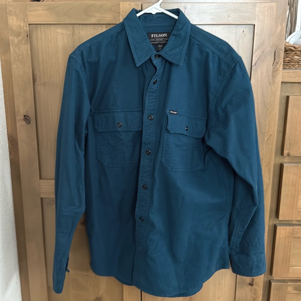 Filson Legion Blue Long Sleeve Button Down Shirt Sz M